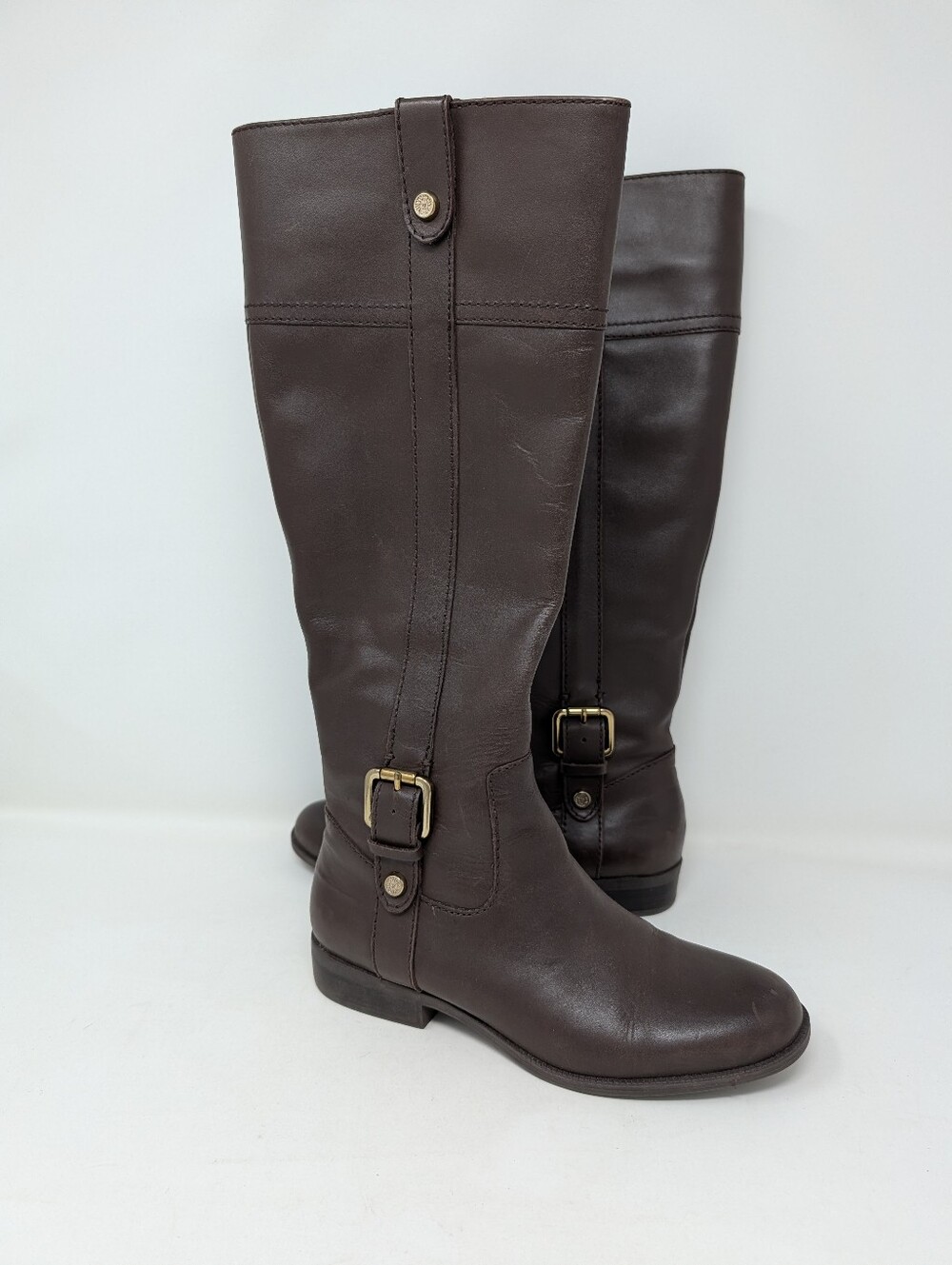 Anne Klein Dark Brown Tall Riding Boots with Buckle